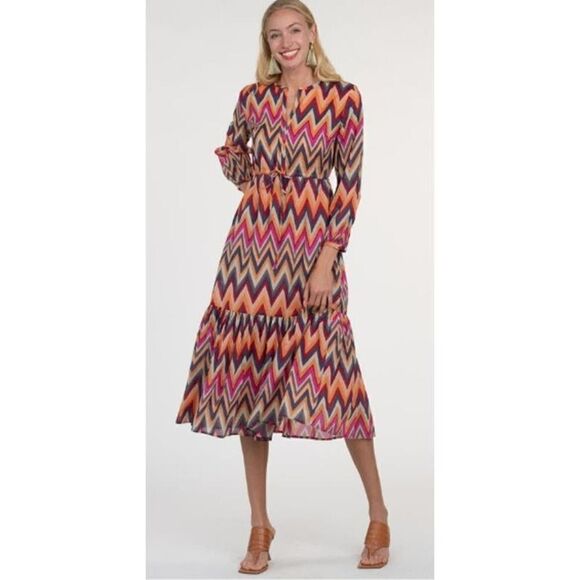 Olivia James the Label Lydia Dress in ZigZag Sunset NWT Sz. M - Picture 1 of 6